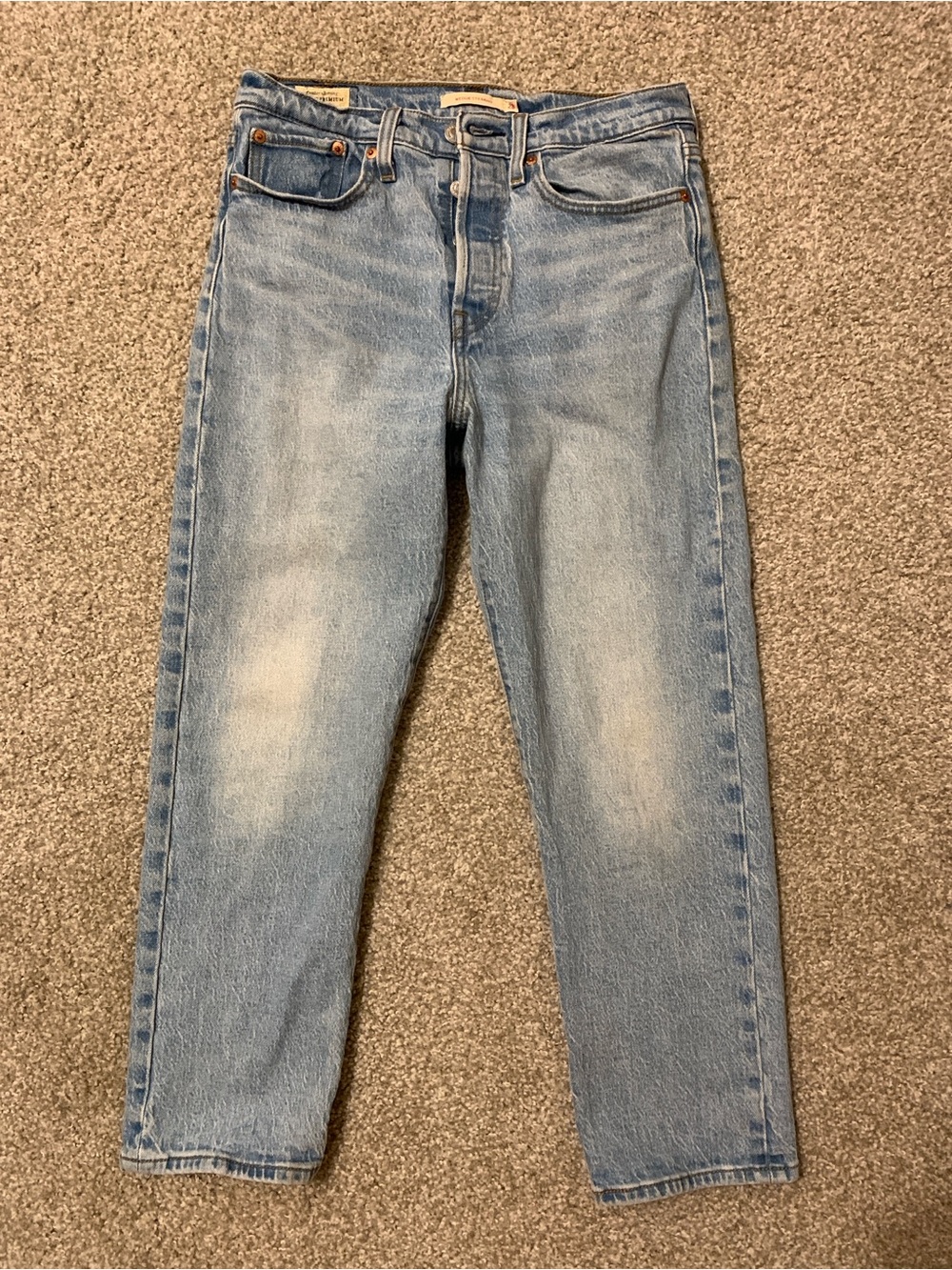 Levi's Wedgie Straight Medium Blue Cropped Straight Jeans